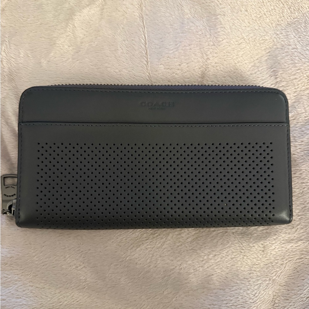Coach Perforated Grey Leather Wallet